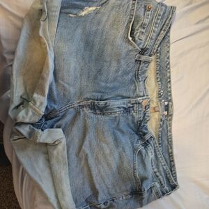 torrid Light Wash Distressed Rolled Hem Denim Shorts